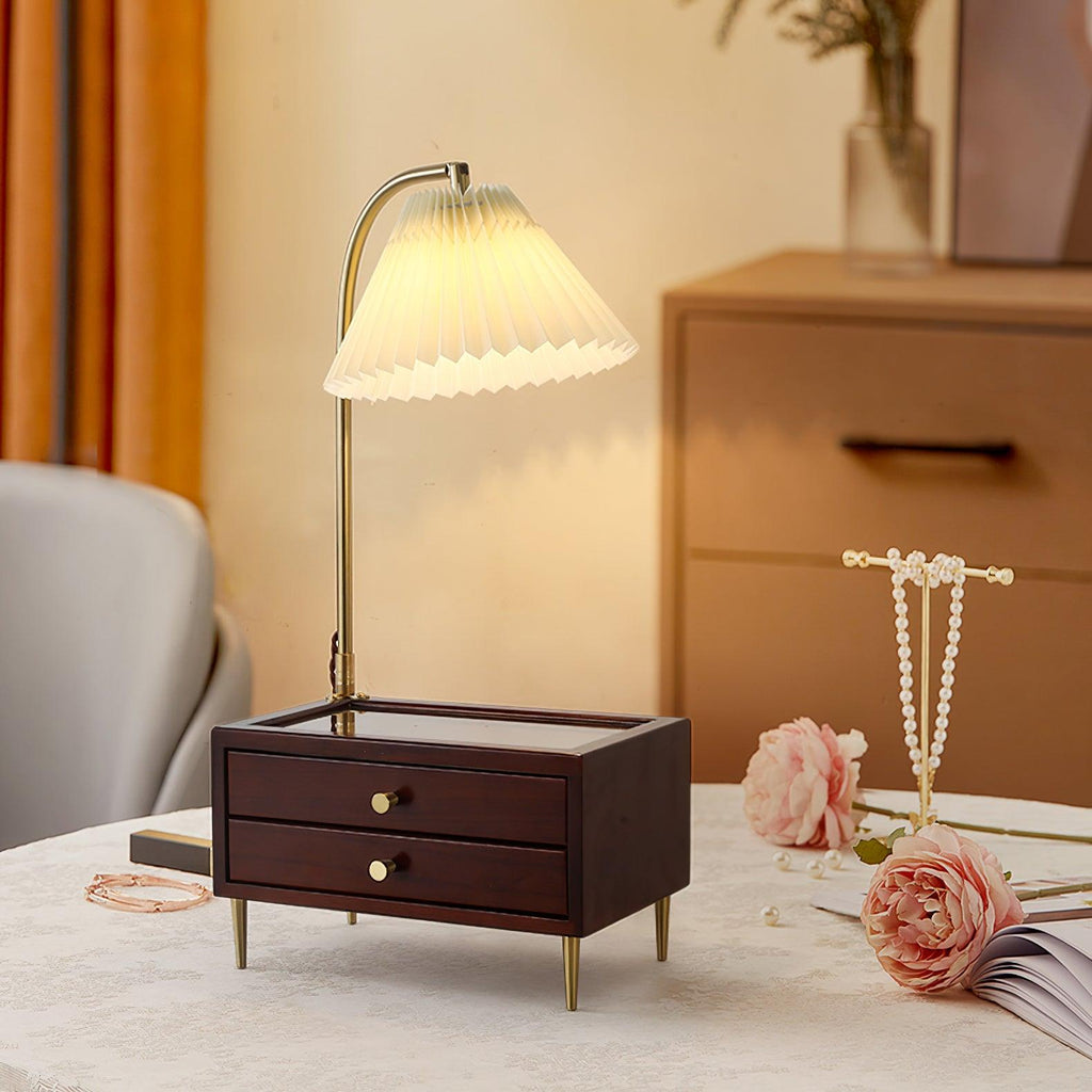 Wood Drawer Portable lamp Table Lamp