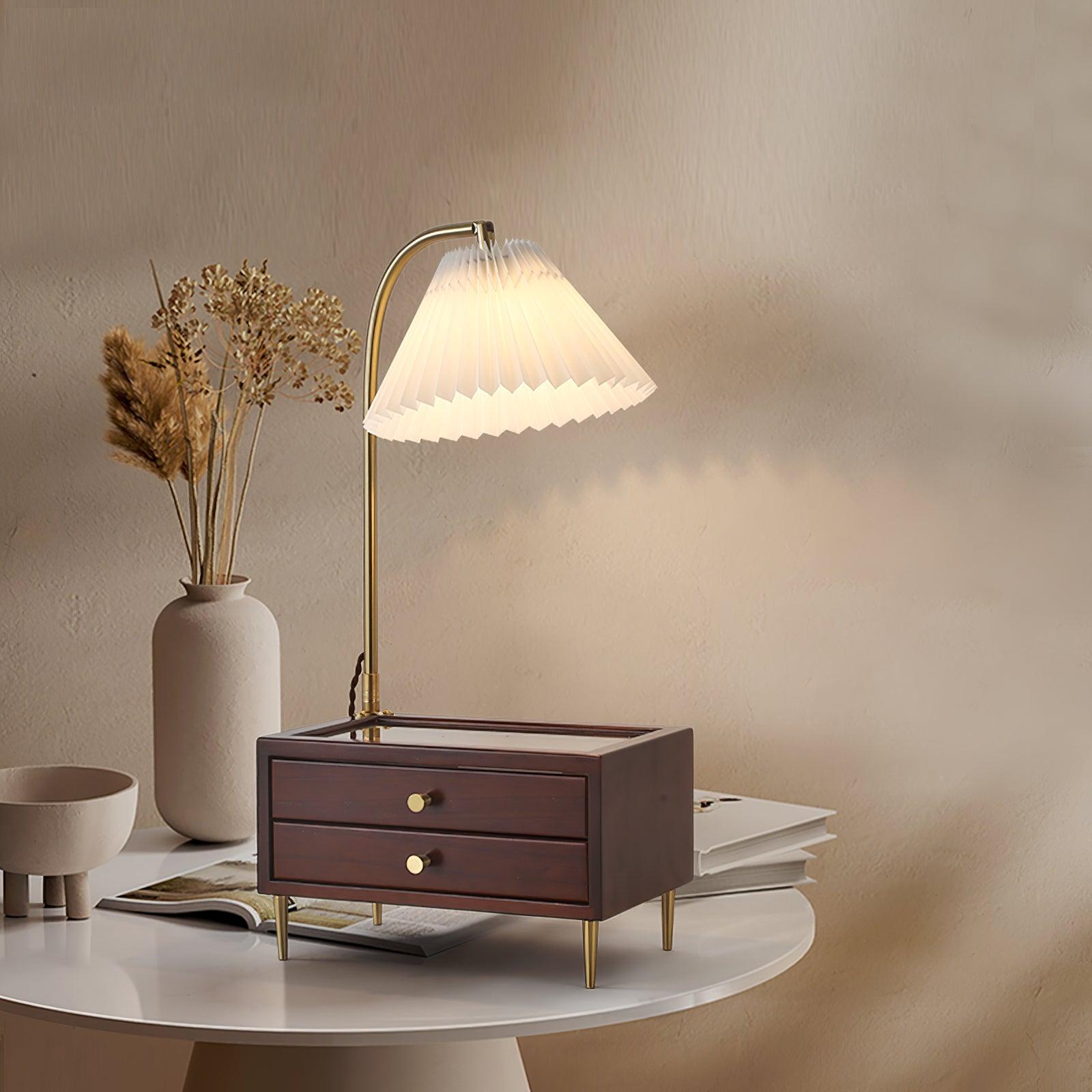 Wood Drawer Portable lamp Table Lamp
