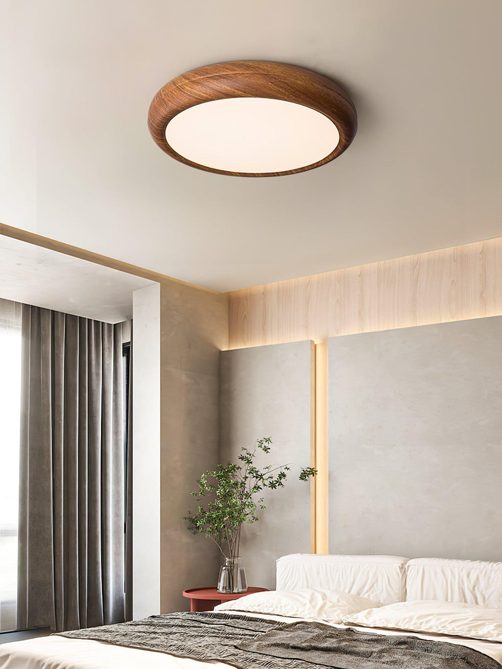 Wood Grain Round Overhead light Ceiling Lamp