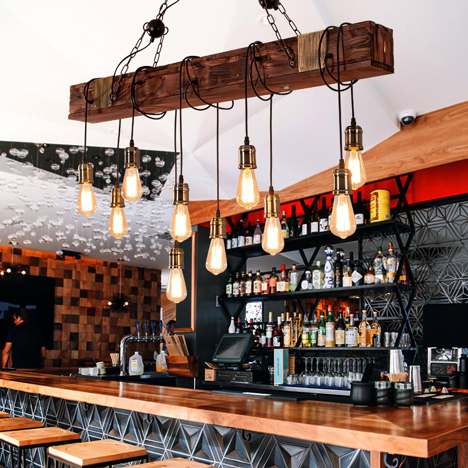 Wood Hanging Multi Electrolier Chandelier