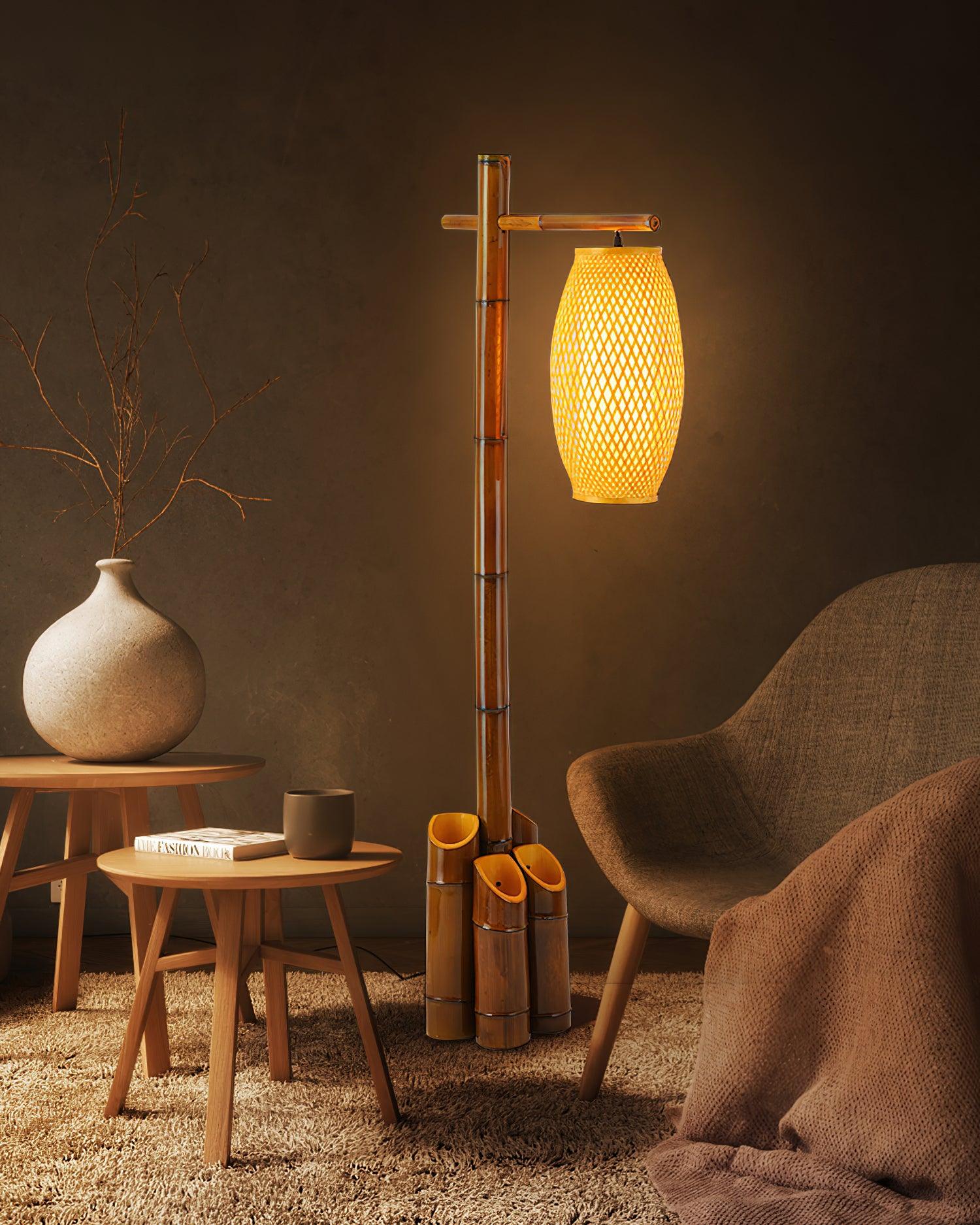 Zen Bamboo Tube Accent Lamp Floor Lamp