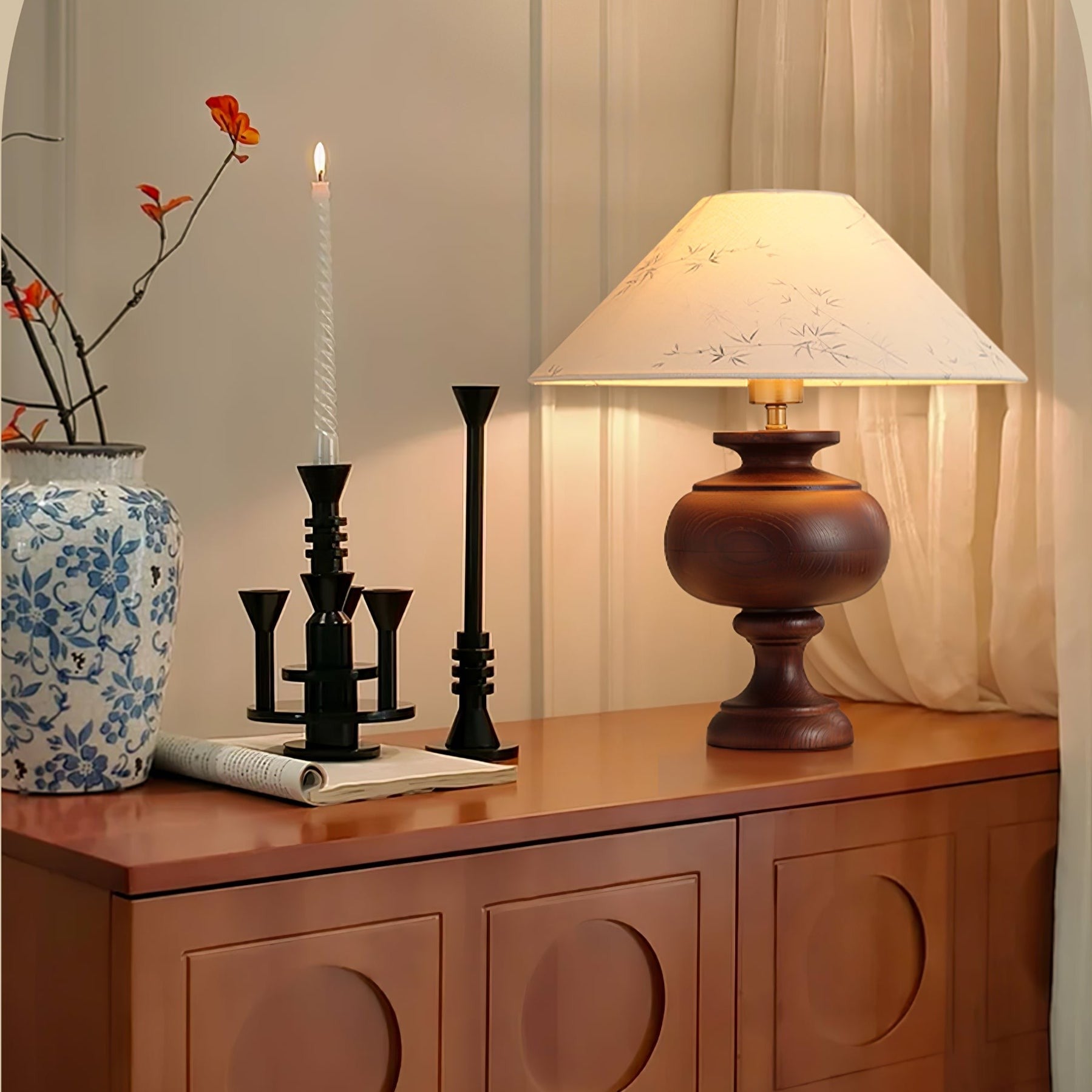Hanori Blossom Wood Table Lamp