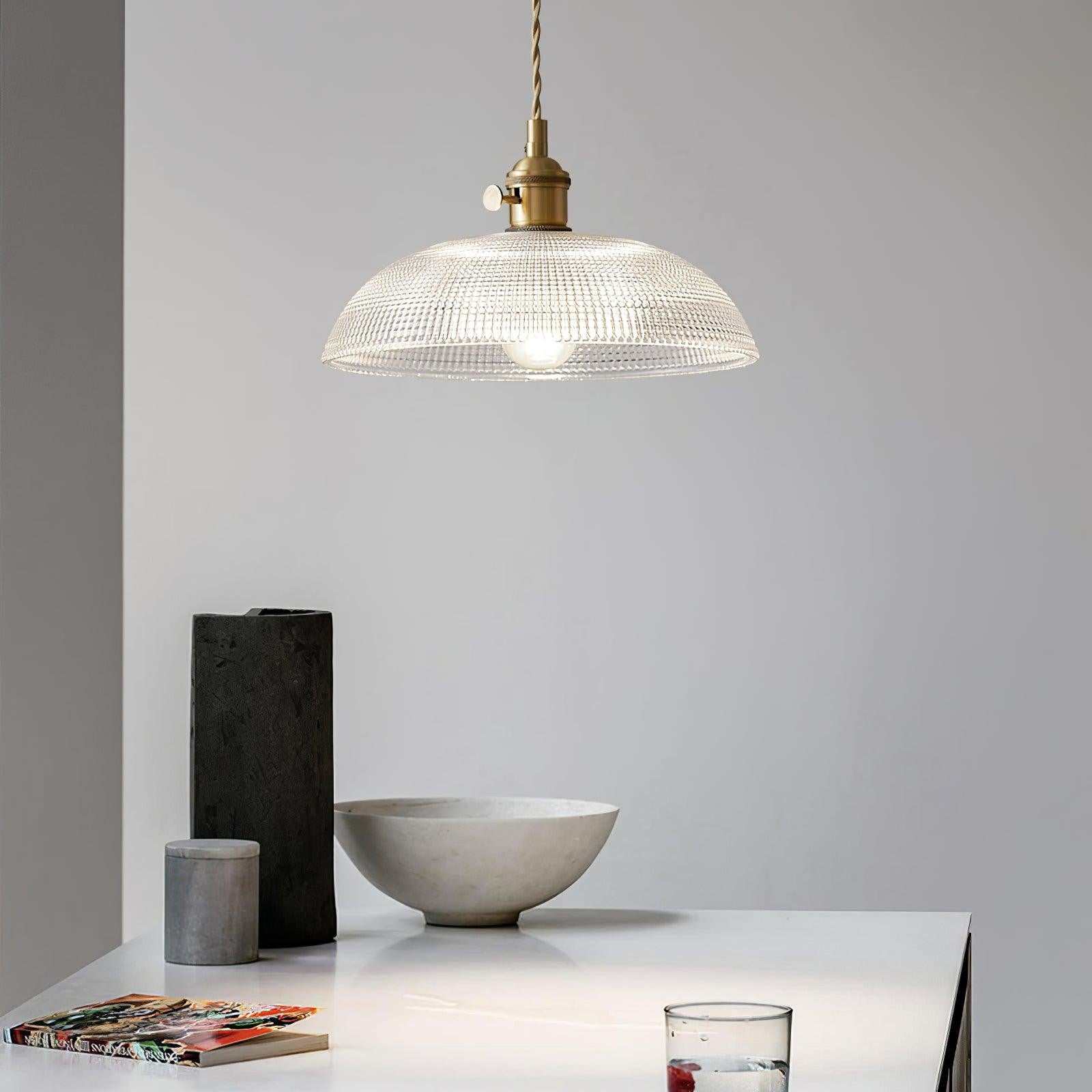 Heliora Ribbed Glass Pendant