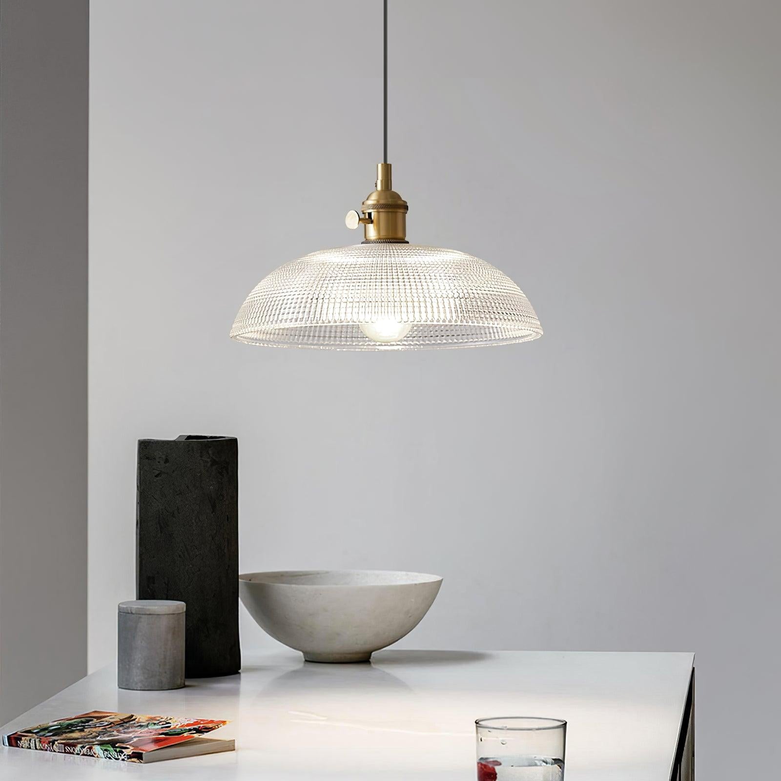 Heliora Ribbed Glass Pendant
