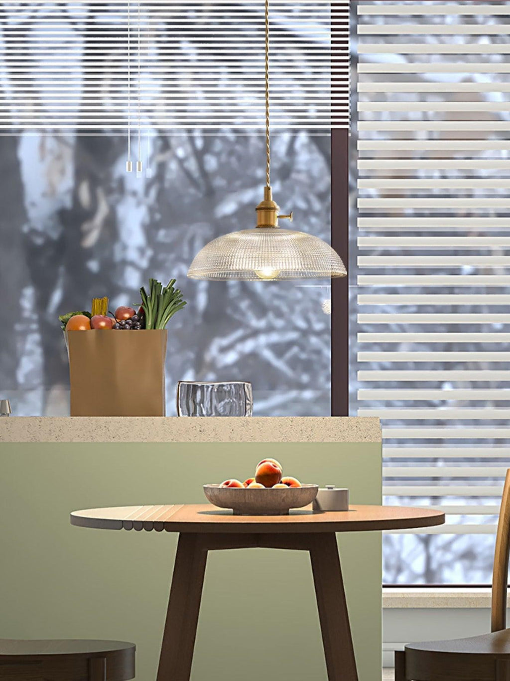 Heliora Ribbed Glass Pendant