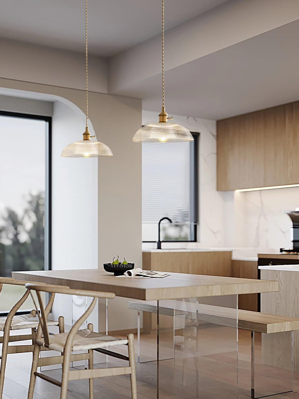 Heliora Ribbed Glass Pendant