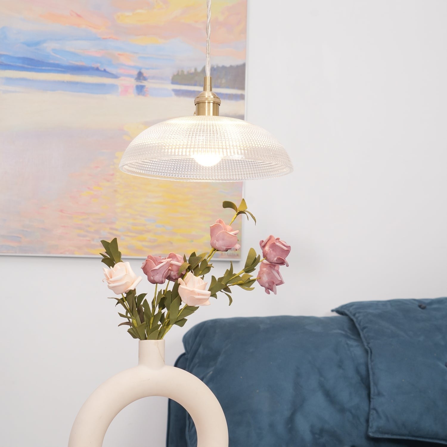 Heliora Ribbed Glass Pendant