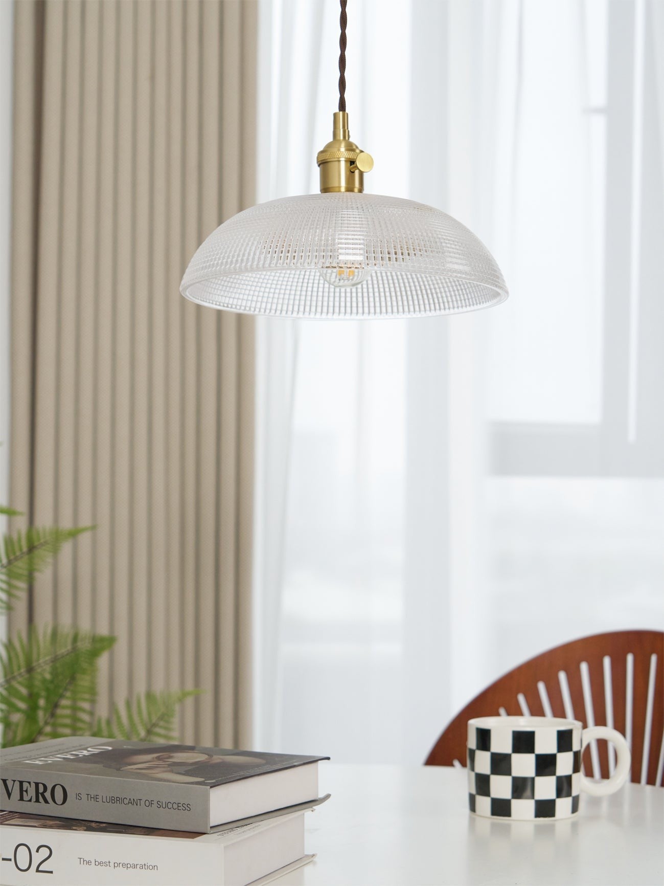Heliora Ribbed Glass Pendant