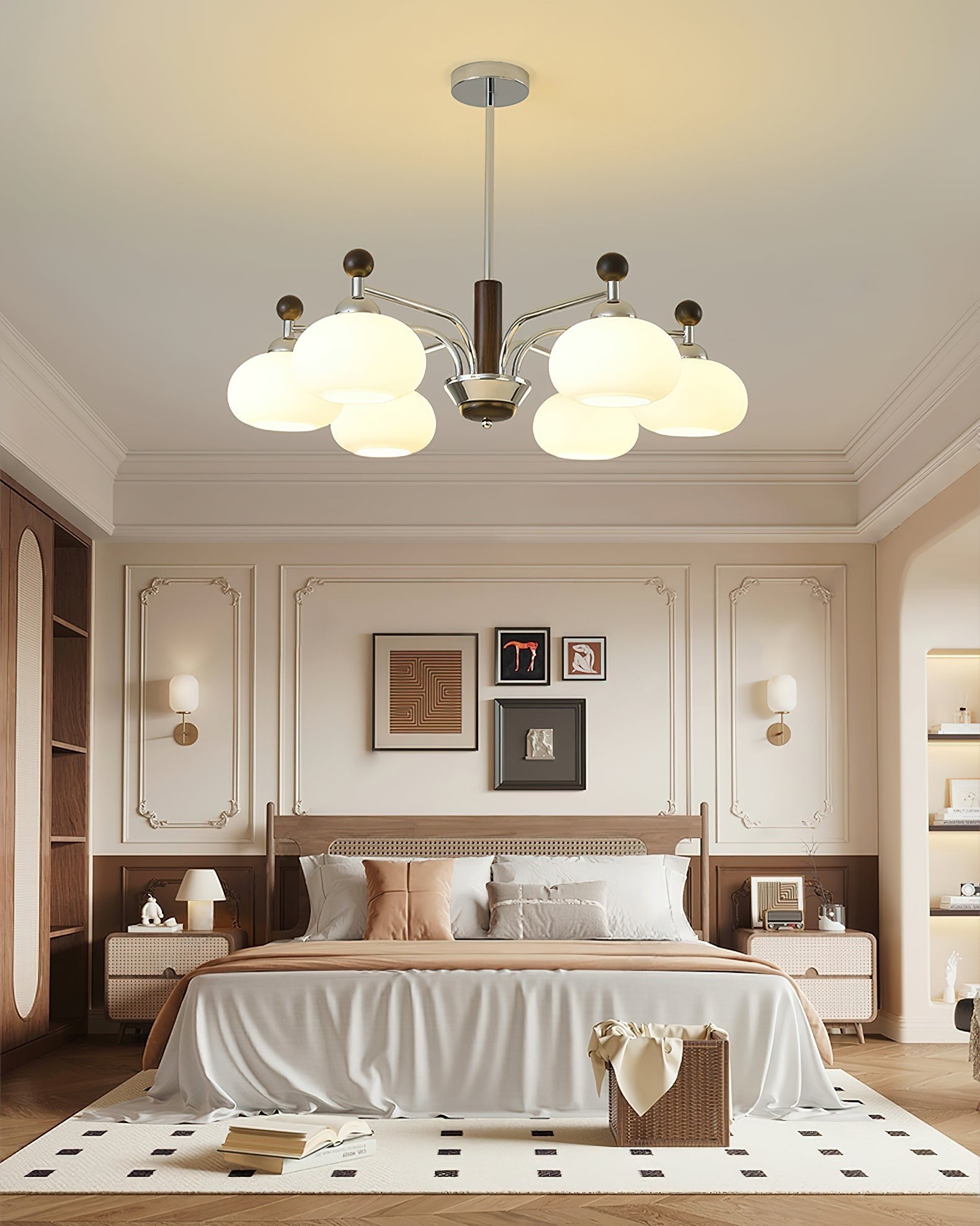 Novara Oak Arm Chandelier