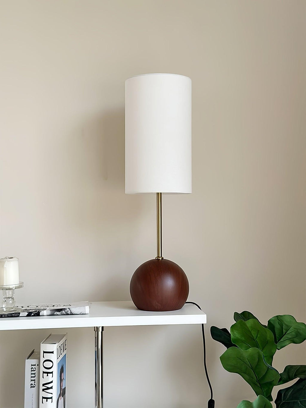 Orbella Wood Sphere Table Lamp