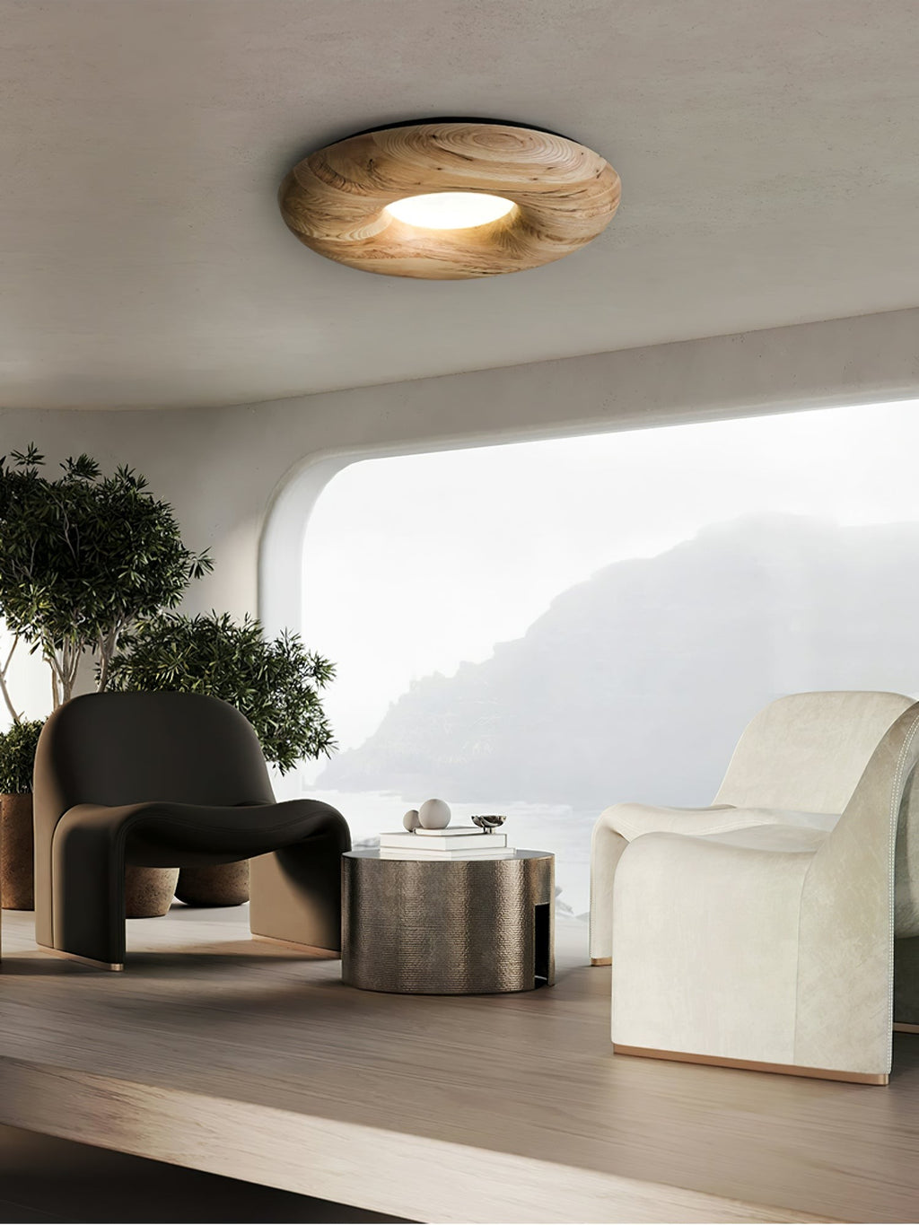 Orvino Wooden Ring Ceiling Light