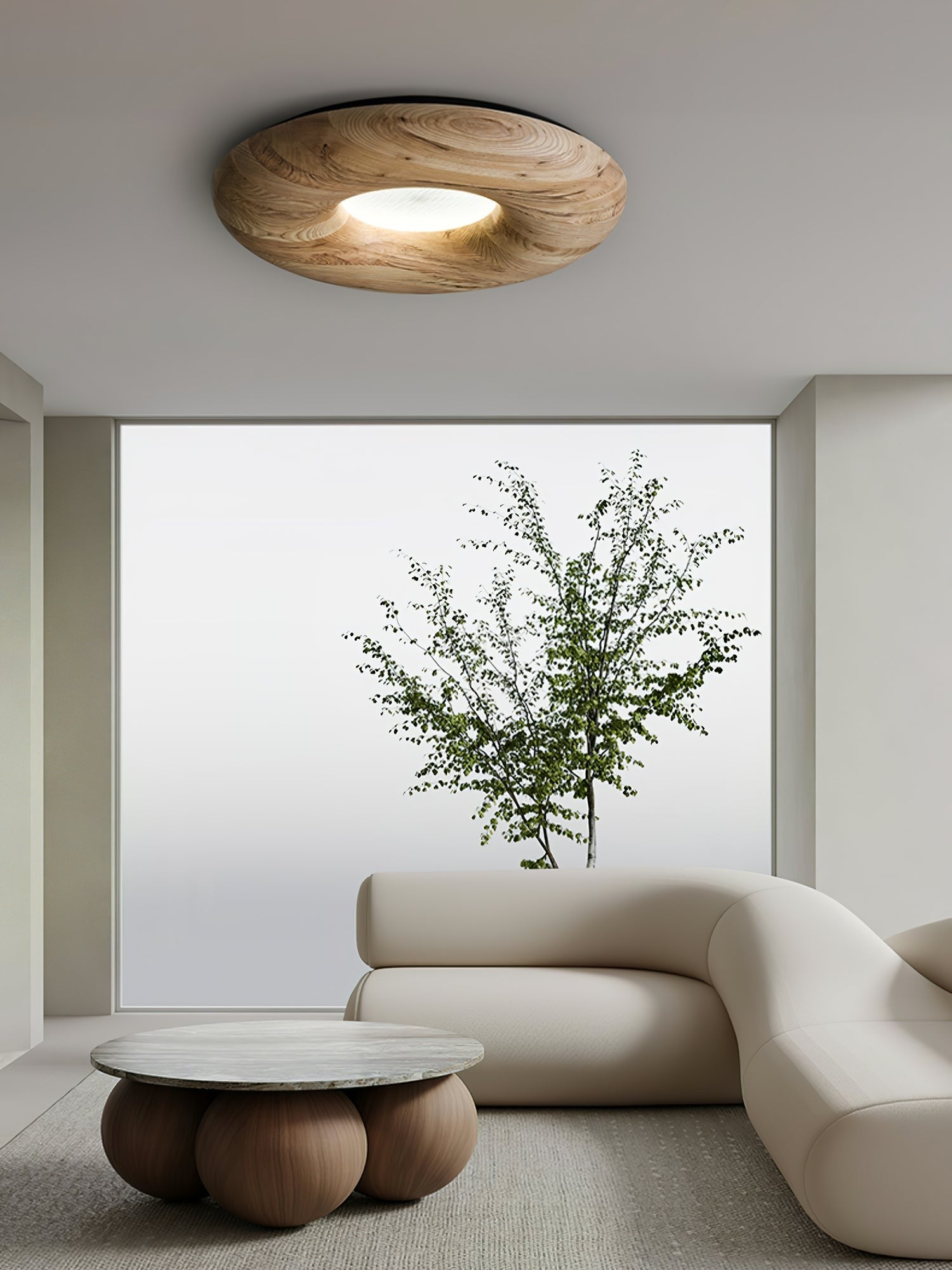 Orvino Wooden Ring Ceiling Light