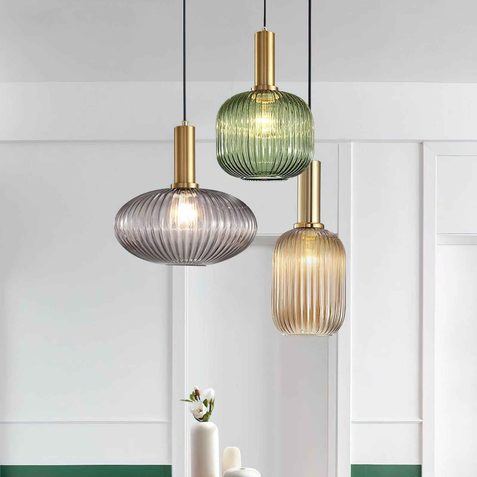 Verelle Ribbed Glass Pendant
